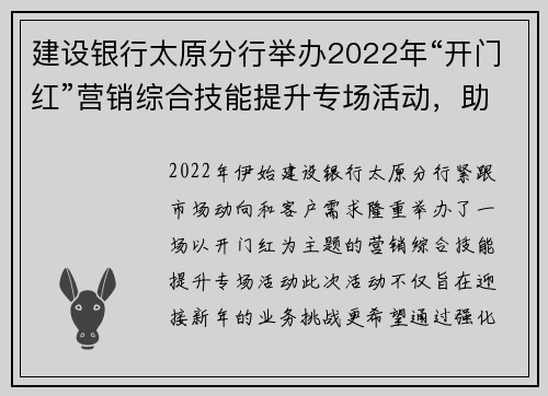 建设银行太原分行举办2022年“开门红”营销综合技能提升专场活动，助力金融服务新高峰